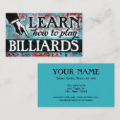 Billiards Lessons Visitekaartjes - Blauw Rood (Voorkant / Achterkant)