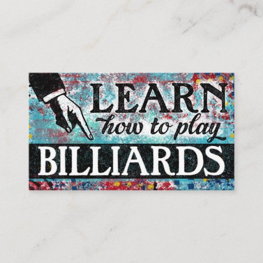 Billiards Lessons Visitekaartjes - Blauw Rood (Voorkant)
