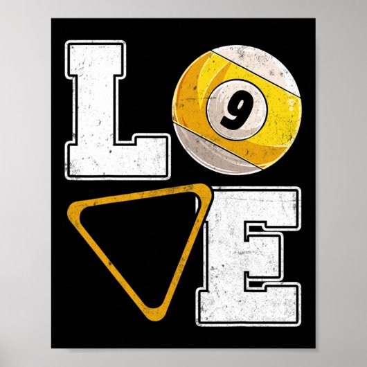 Billiards Liefde Pool Player Billiards Lover Poster (Voorkant)