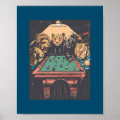 Billiards Lion Big Cats Tiger Pool Game Poster (Voorkant)