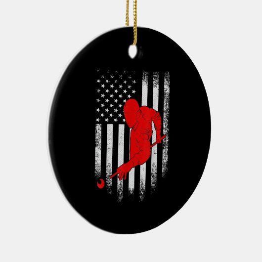 Billiards Lover | Amerikaanse vlag Billiards Gift Keramisch Ornament (Rechts)