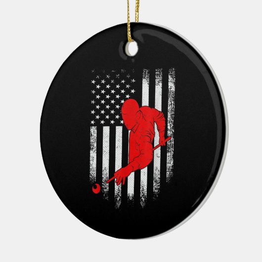 Billiards Lover | Amerikaanse vlag Billiards Gift Keramisch Ornament (Links)