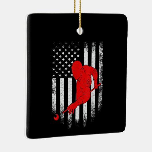 Billiards Lover | Amerikaanse vlag Billiards Gift Keramisch Ornament (Rechts)