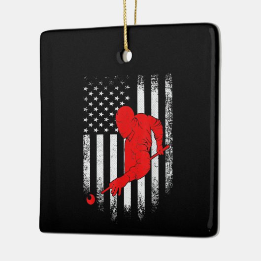 Billiards Lover | Amerikaanse vlag Billiards Gift Keramisch Ornament (Links)