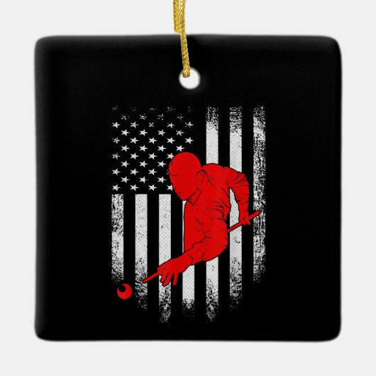 Billiards Lover | Amerikaanse vlag Billiards Gift Keramisch Ornament (Voorkant)