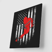 Billiards Lover | Amerikaanse vlag Billiards Gift Vierkante Klok (Hoek)