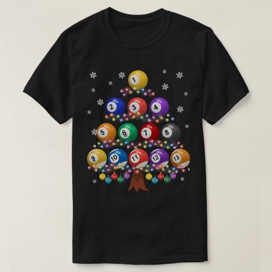 Billiards Lover Xmas - boomverlichting Santa Billi T-shirt (Design voorkant)