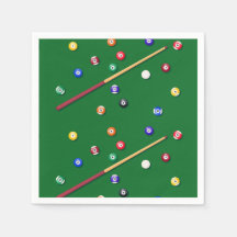 Billiards Papieren Servetten, Pooltafel Feestartik