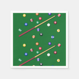 Billiards Papieren Servetten, Pooltafel Feestartik Servet