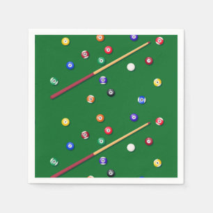 Billiards Papieren Servetten, Pooltafel Feestartik Servet