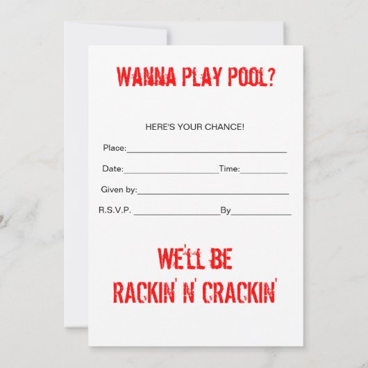 Billiards Party nodigt uit Kaart (Achterkant)