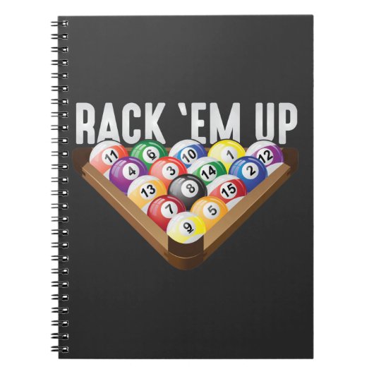 Billiards Player-rack met acht balkpool Notitieboek (Voorkant)