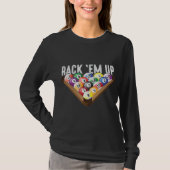 Billiards Player-rack met acht balkpool T-shirt (Voorkant)