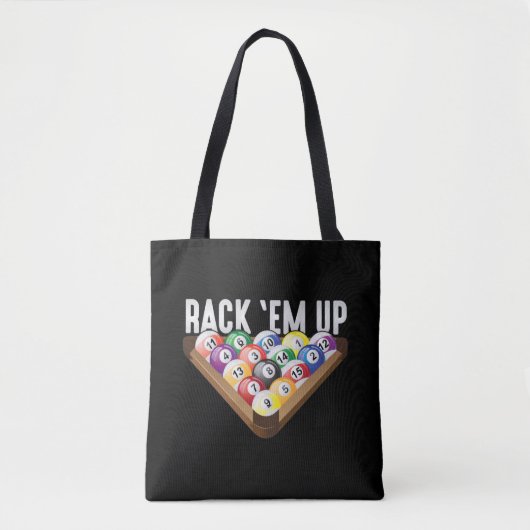 Billiards Player-rack met acht balkpool Tote Bag (Voorkant)