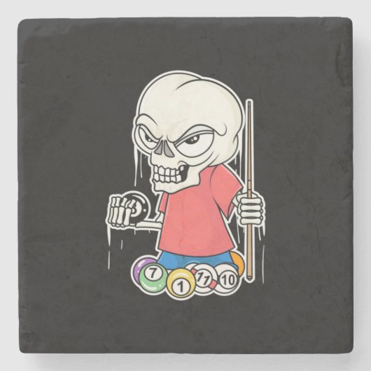 Billiards Player | Skull Billiard Player Stenen Onderzetter (Voorkant)