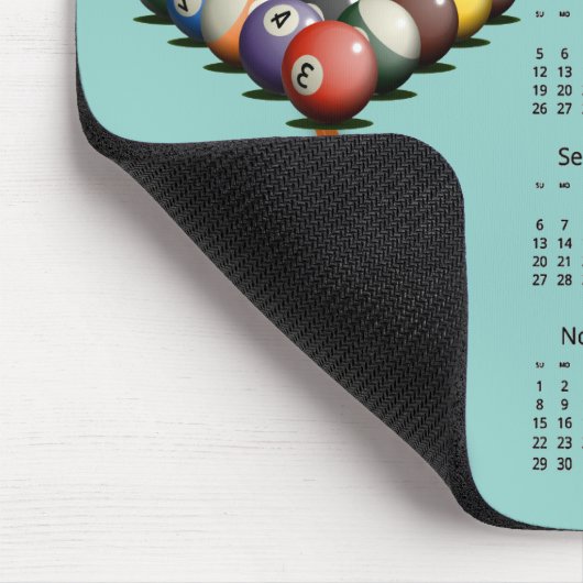 Billiards Pool 2026 Calendar Mousepad Muismat (Hoek)