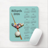 Billiards Pool 2026 Calendar Mousepad Muismat (Met muis)