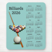 Billiards Pool 2026 Calendar Mousepad Muismat (Voorkant)