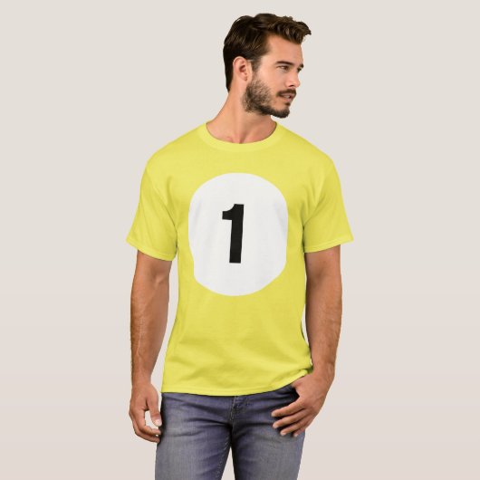 Billiards, pool, AC, Snooker Ball #1 T-shirt (Voorkant volledig)