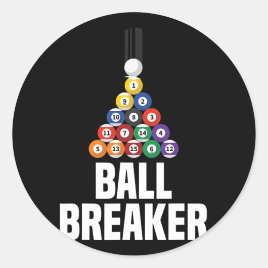 Billiards Pool Ball Breaker Funny Ronde Sticker (Voorkant)