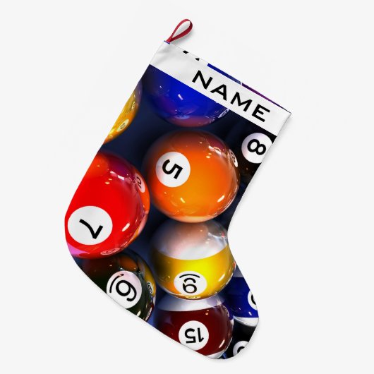 Billiards Pool Balls Kerstmis stoppen Grote Kerstsok (Voorkant (Hangend))