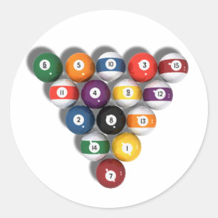 Billiards / Pool Balls met valschaduw: Ronde Sticker