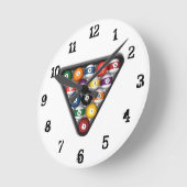 Billiards / Pool Balls: Wall Clock Ronde Klok (Hoek)
