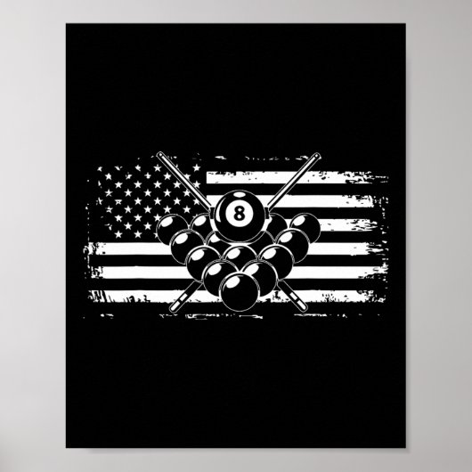 Billiards Pool Billiards American Flag Gift Poster (Voorkant)