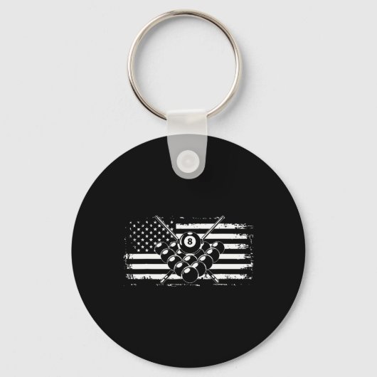 Billiards Pool Billiards American Flag Gift Sleutelhanger (Voorkant)