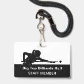 Billiards Pool Hall And Event Staff Member Budget Badge (Front with Lanyard)