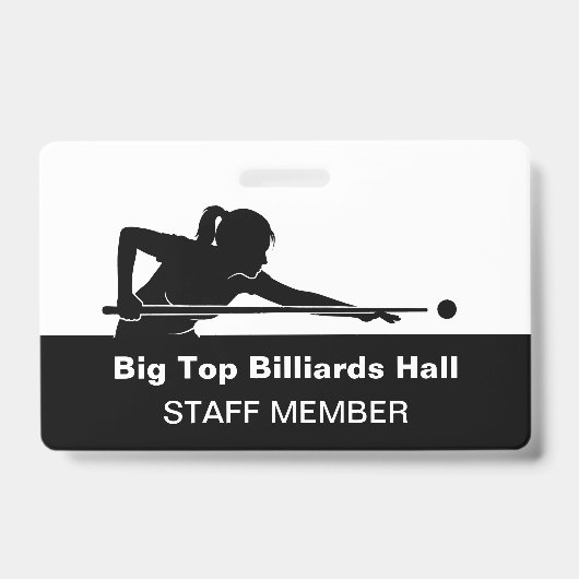 Billiards Pool Hall And Event Staff Member Budget Badge (Front)