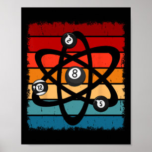 Billiards Pool Hall Sport Atom Science Ret Poster