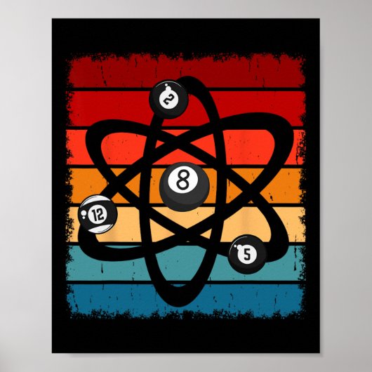 Billiards Pool Hall Sport Atom Science Ret Poster (Voorkant)