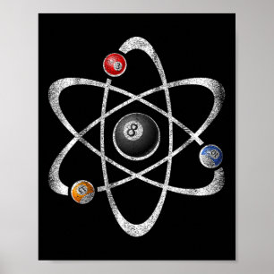 Billiards Pool Hall Sport Atom Science Ret Poster