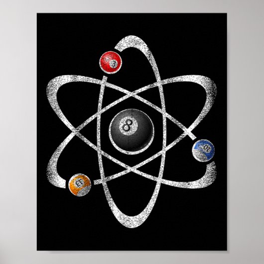 Billiards Pool Hall Sport Atom Science Ret Poster (Voorkant)