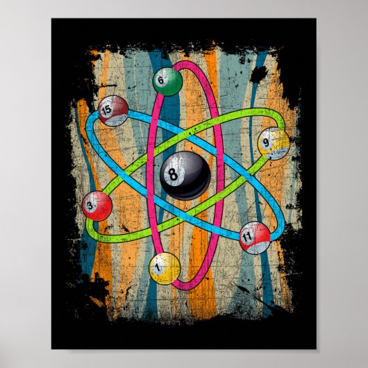 Billiards Pool Hall Sports Bar Atom Shooting 8 Bal Poster (Voorkant)