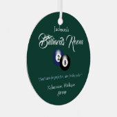 Billiards Pool Man Cave Kerstversiering Metalen Ornament (Voorkant Rechts)