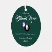 Billiards Pool Man Cave Kerstversiering Metalen Ornament (Voorkant links)