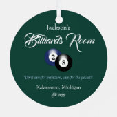 Billiards Pool Man Cave Kerstversiering Metalen Ornament (Achterkant)