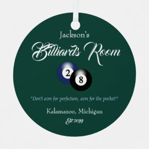 Billiards Pool Man Cave Kerstversiering Metalen Ornament