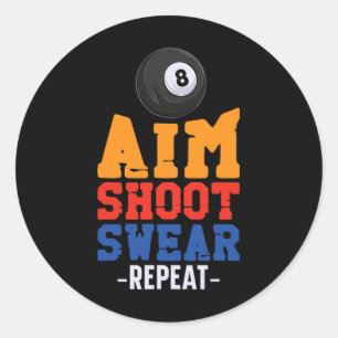 Billiards Pool Player Ball 8 Ball  Aim Shoo Ronde Sticker