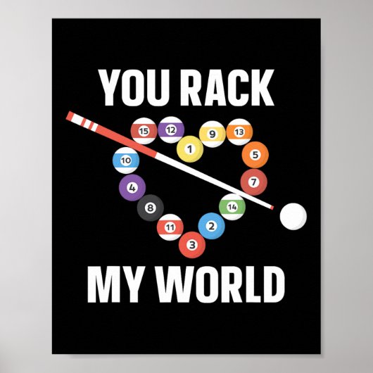 Billiards Pool Player Ball Pun Heart Valentijns Da Poster (Voorkant)
