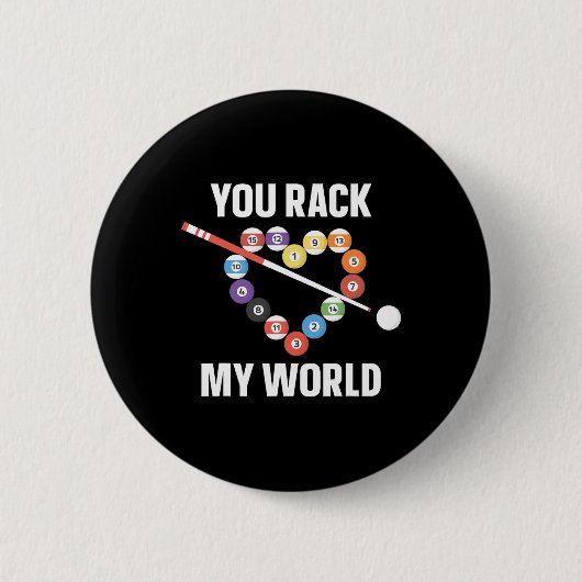 Billiards Pool Player Ball Pun Heart Valentijns Da Ronde Button 5,7 Cm (Voorkant)