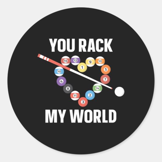 Billiards Pool Player Ball Pun Heart Valentijns Da Ronde Sticker (Voorkant)