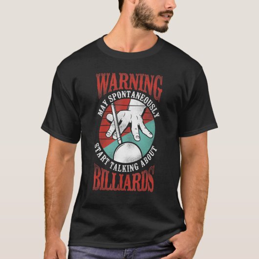 Billiards Pool Player Ball Retro Waarschuwing M T-shirt (Voorkant)