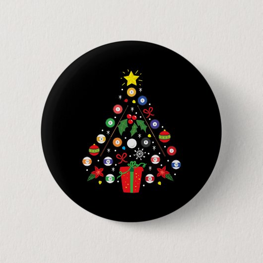 Billiards Pool Player Kerstversierboomfinanciering Ronde Button 5,7 Cm (Voorkant)