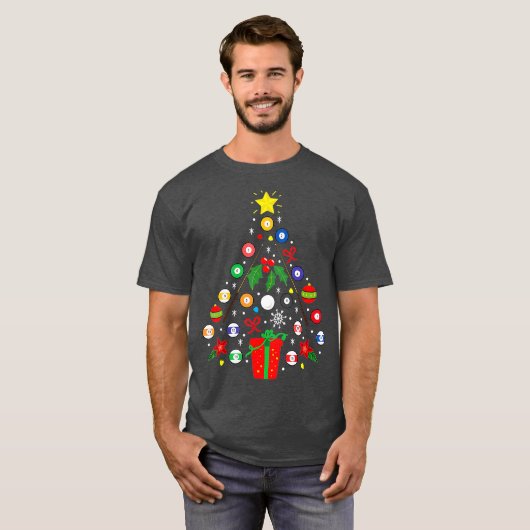 Billiards Pool Player-kerstversiestructuur T-shirt (Voorkant volledig)