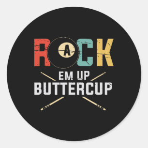 Billiards Pool Player Rack Em Up Buttercup Stick 8 Ronde Sticker