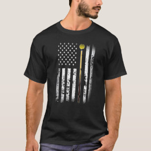 Billiards Pool Player Table American Flag T-shirt