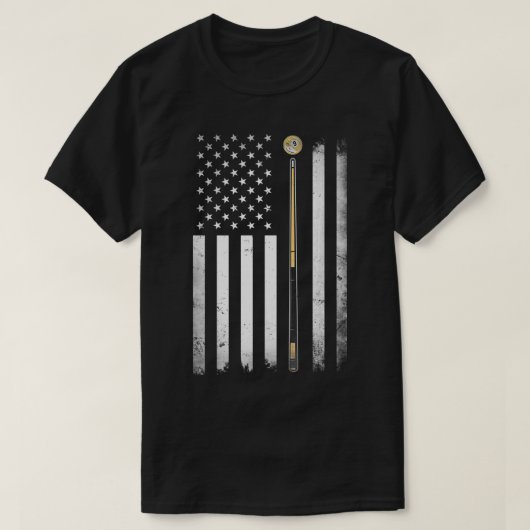 Billiards Pool Player Table VS Amerikaanse vlag 1 T-shirt (Design voorkant)